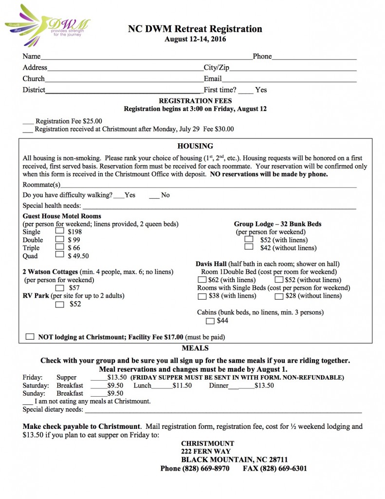 NC DWM 2016 Registration